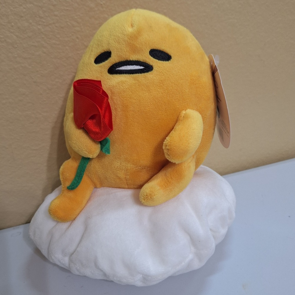 Sanrio Gudetama Plush Lazy Egg Rose Cloud Cushion 8" Stuffed Toy Kawaii